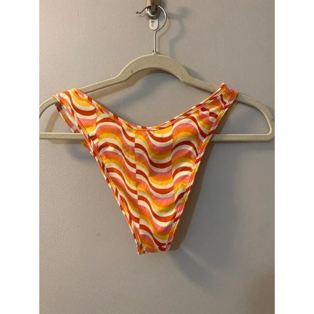 L*Space Whiplash Bitsy Bottom pink orange yellow wave design size XS MSRP $88